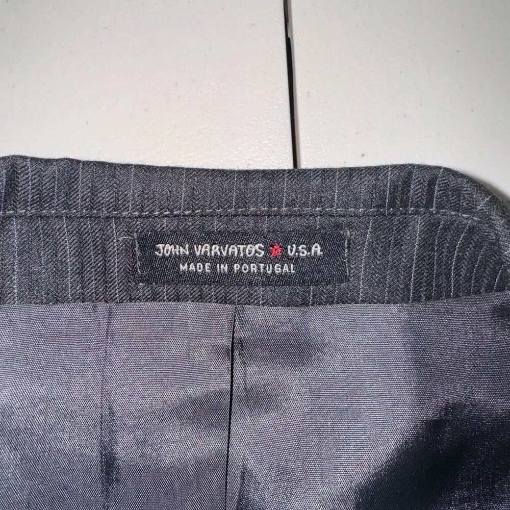 John Varvatos Blazer Mens 40 Sht wool Star USA Blue Striped Sports Coat Business